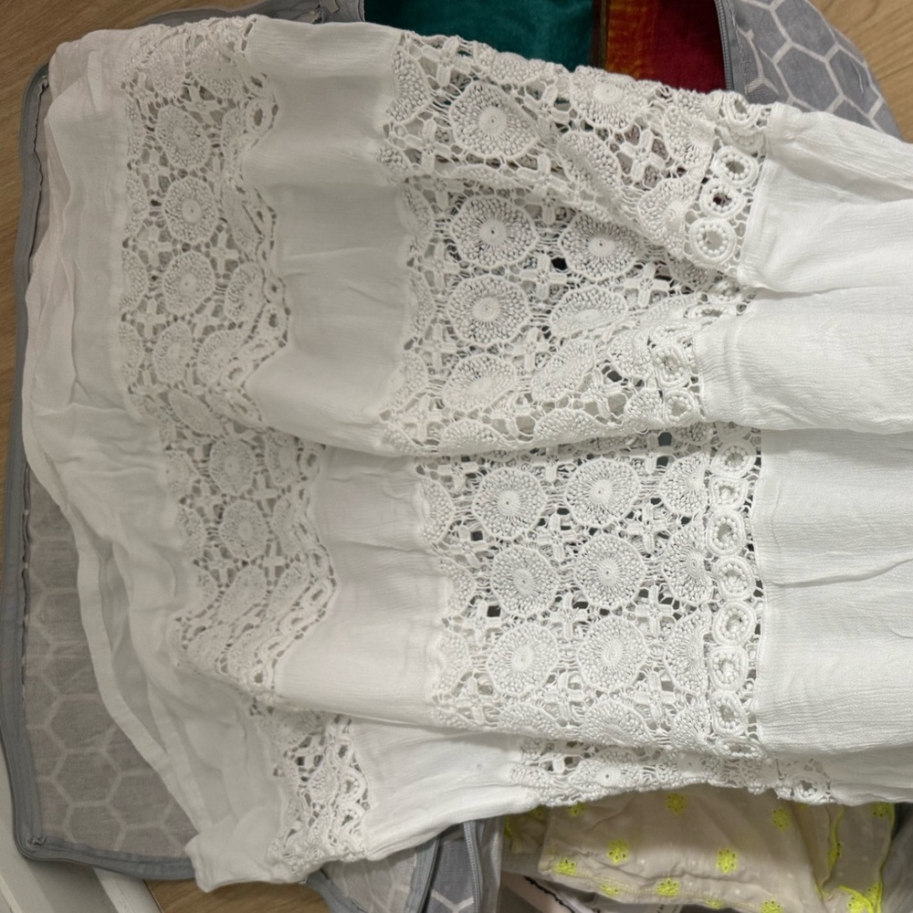 Beautiful Bohemian White Strapless Crochet Lace Design Beach Dress - Picture 10 of 16